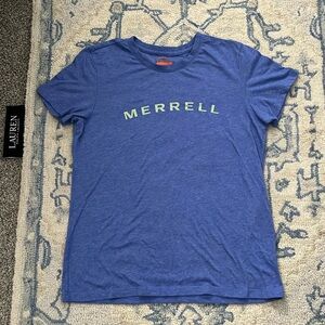 Merrell tee shirt purple blue color, never worn, really cute with jeans!